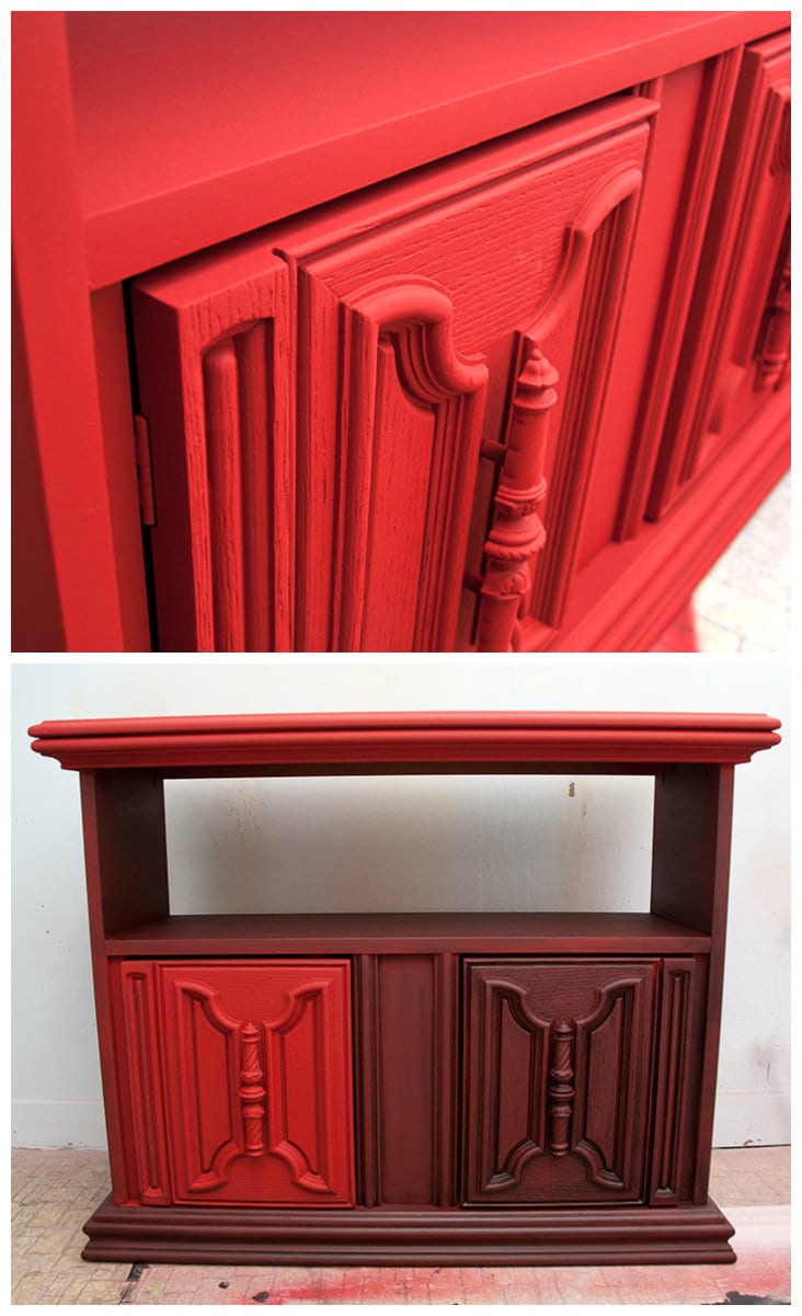 ASCP Emperor's Red Spray Painted Credenza
