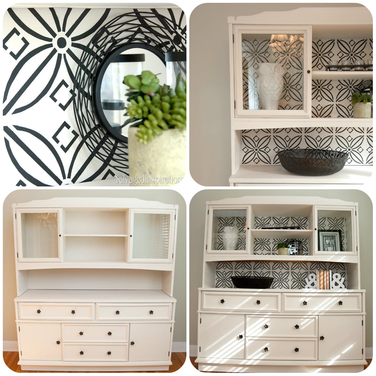 DIY Stenciled China Cabinet