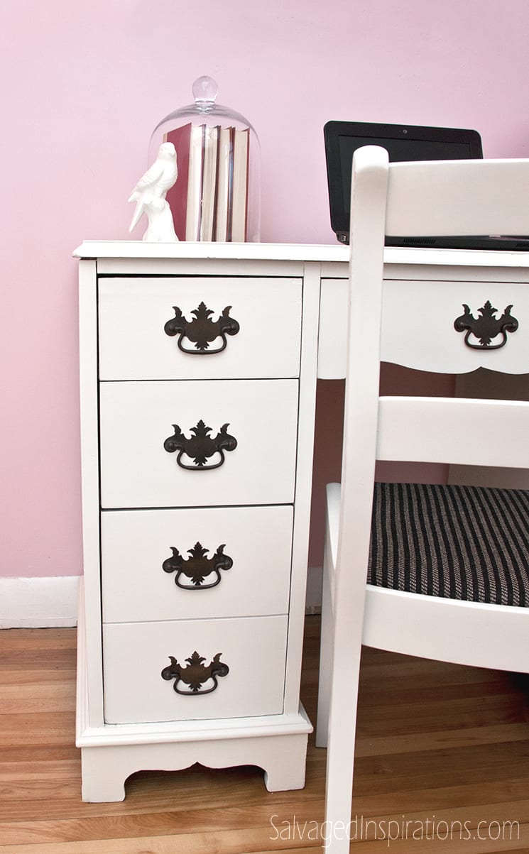White-Painted-Desk-w-Vintage-Pulls