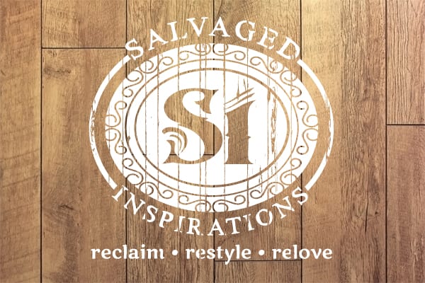 salvaged logo stressed white with background