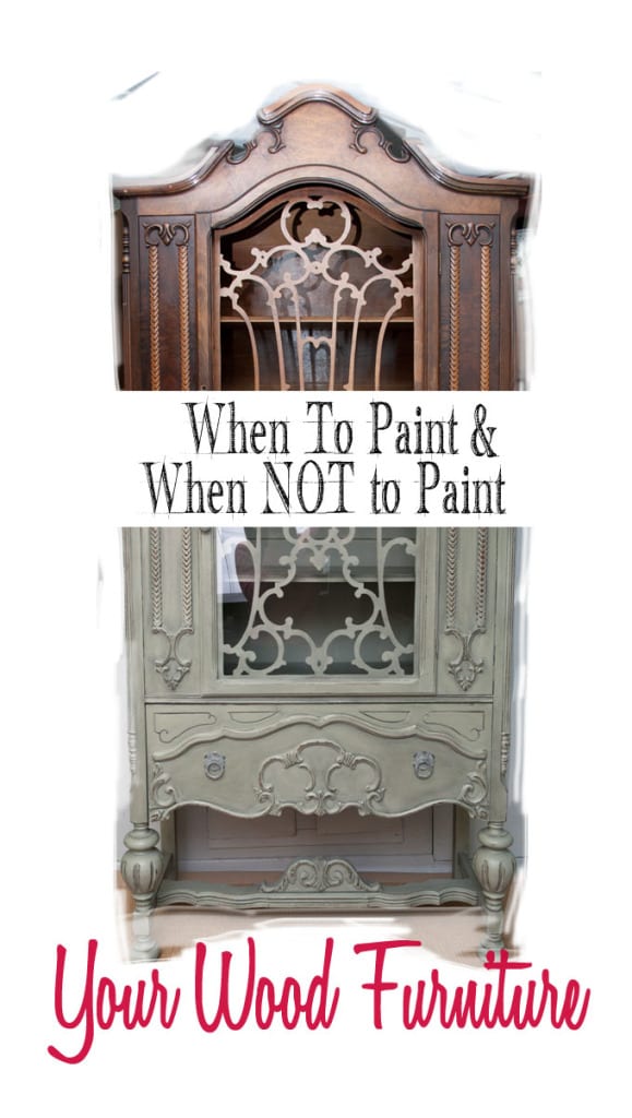 Half Painted Wood China Cabinet