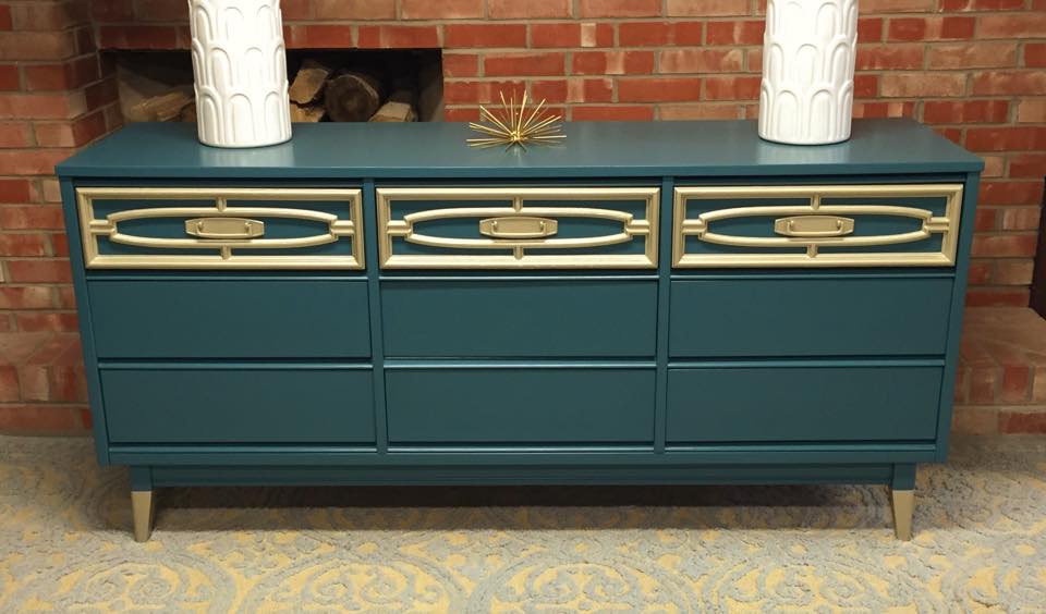 Simple Redesign - teal&gold dresser