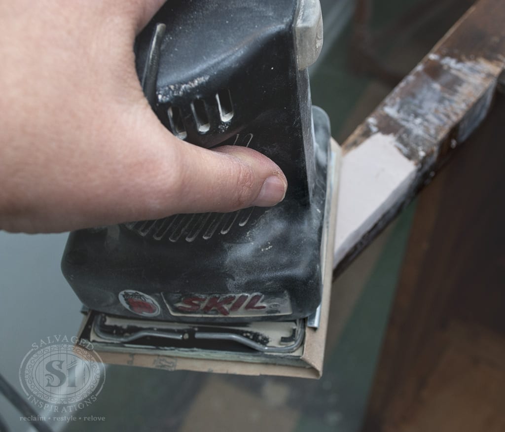 sanding bondo furniture leg