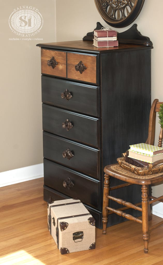 Blck Tall Dresser w Salvaged Backboard