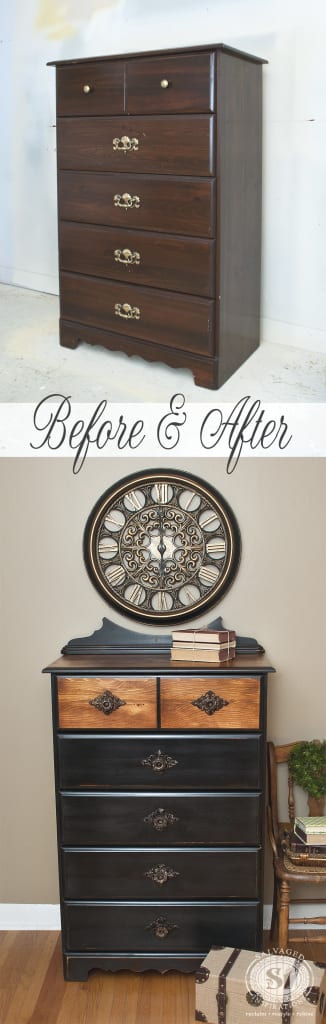 Dresser w Salvaged Backboard before&After