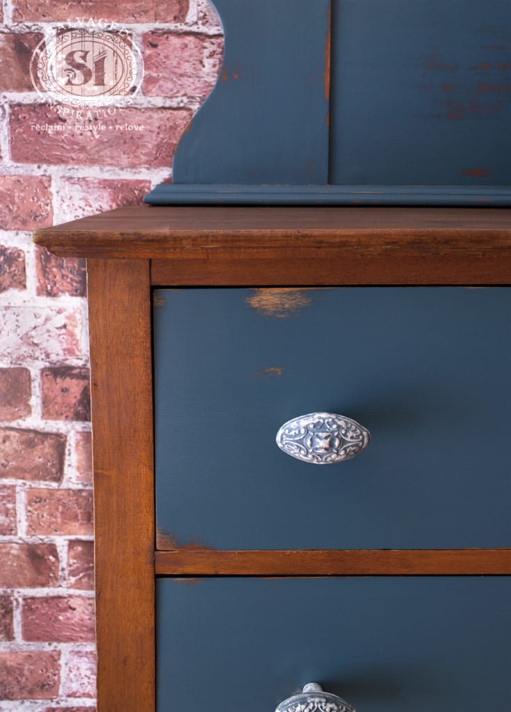 Antique Dresser & Mirror Painted&Stained