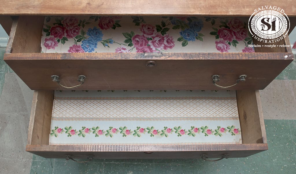Old Dresser Lined Drawers