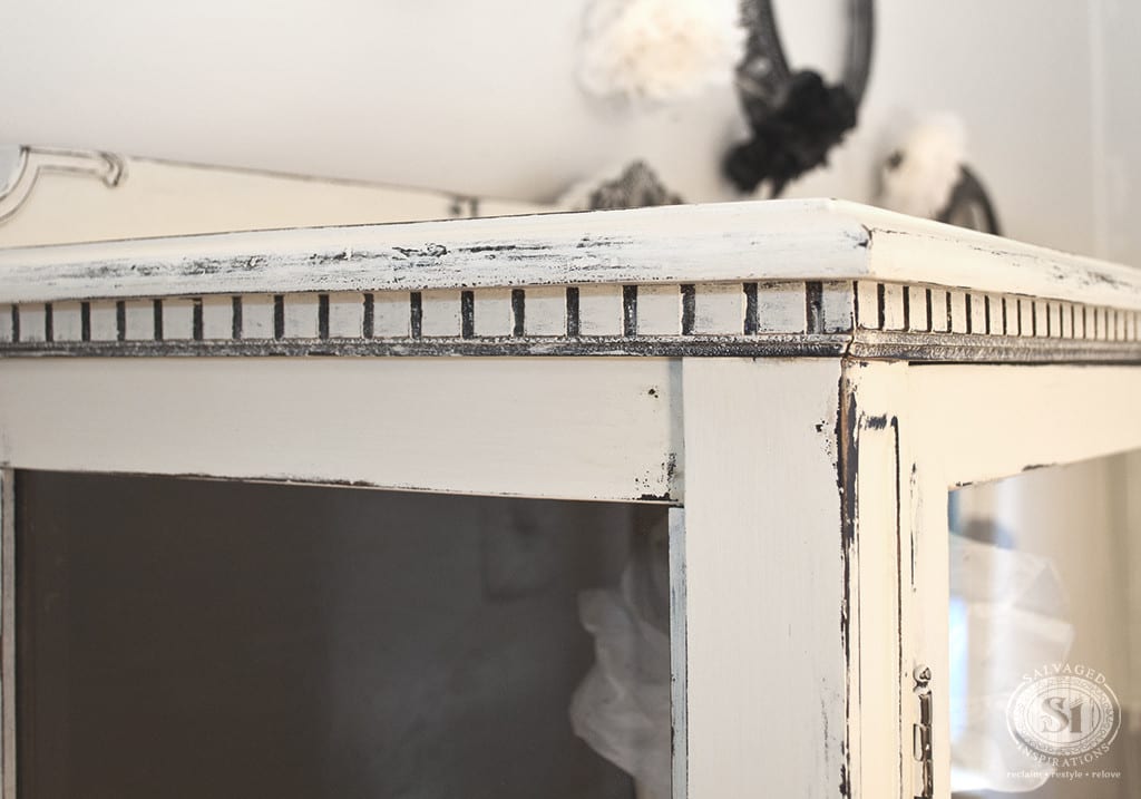 Dry Brushed China Cabinet Details