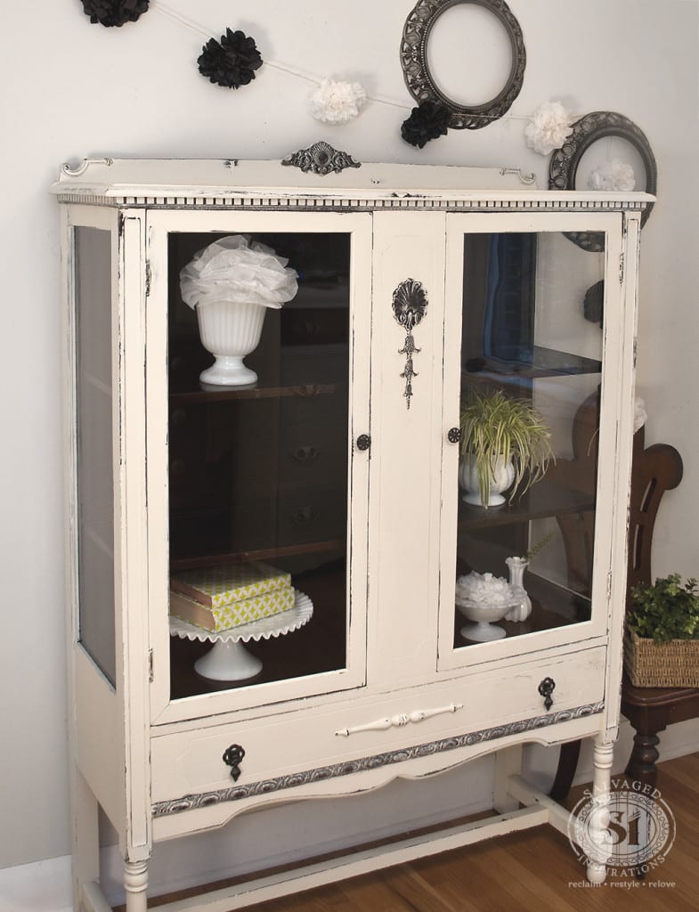 Vintage Chalk Style China Cabinet