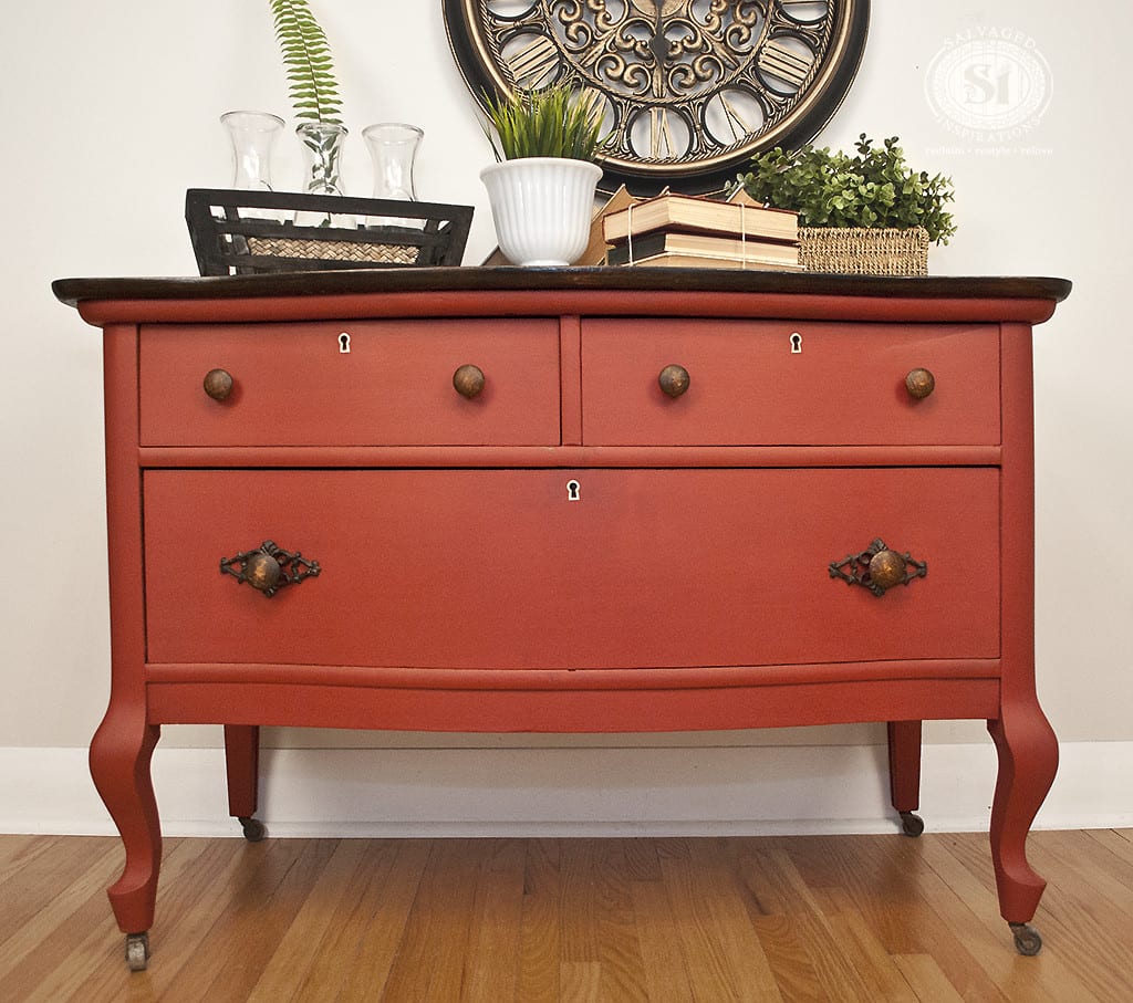 Chalk Painted Vintage LowBoy in Moulin Rouge Red