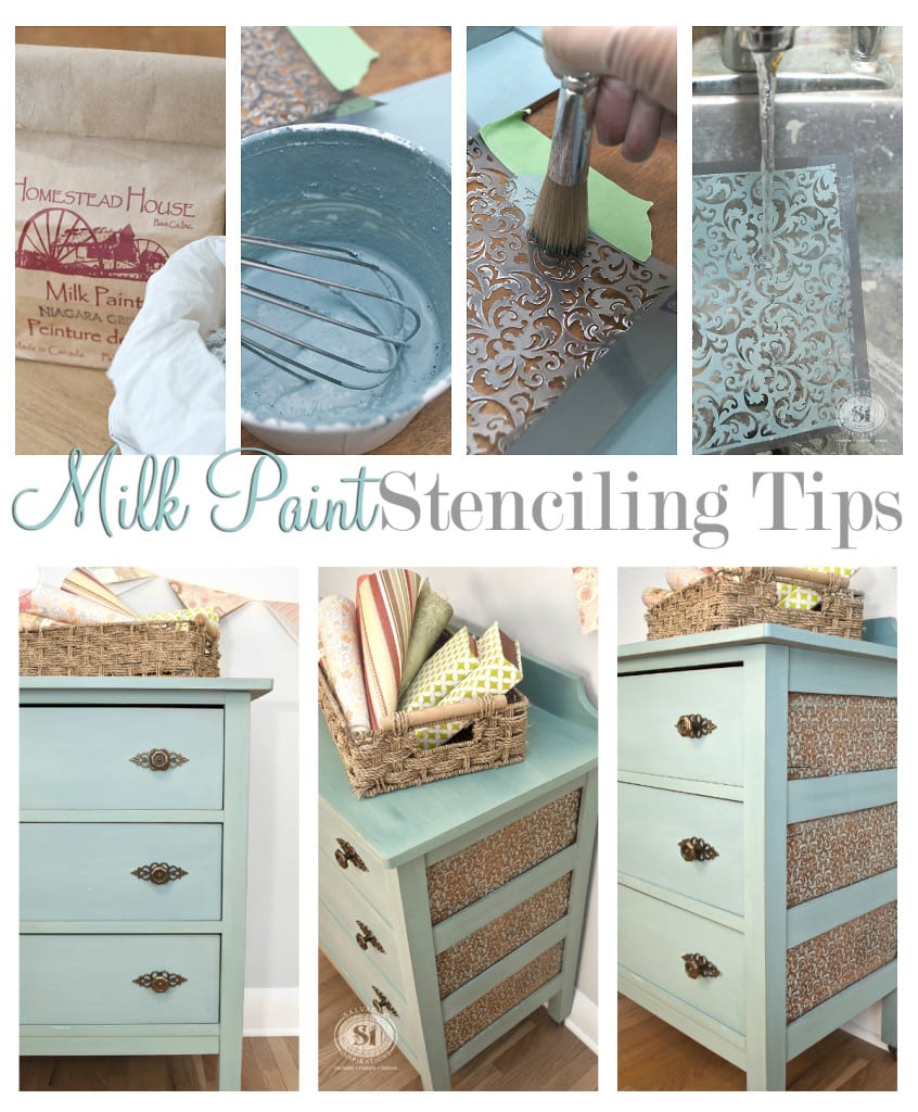 Milk Paint Stenciling Tips - Niagara Green Dresser