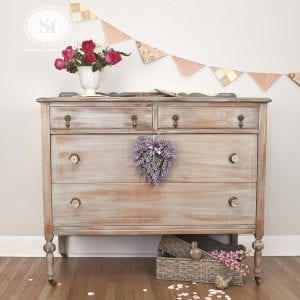 Antique Dresser Grey Washed in Bluestone House Chalky Patina Paint