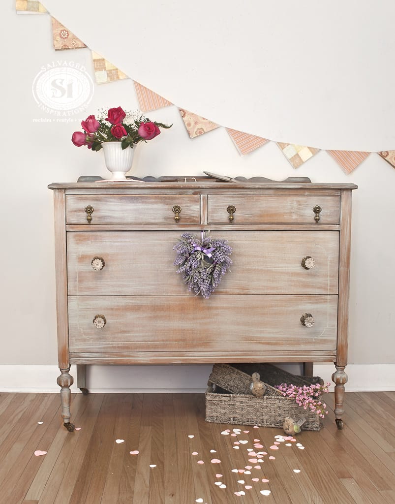 Antique Dresser Grey Washed in Bluestone House Chalky Patina Paint
