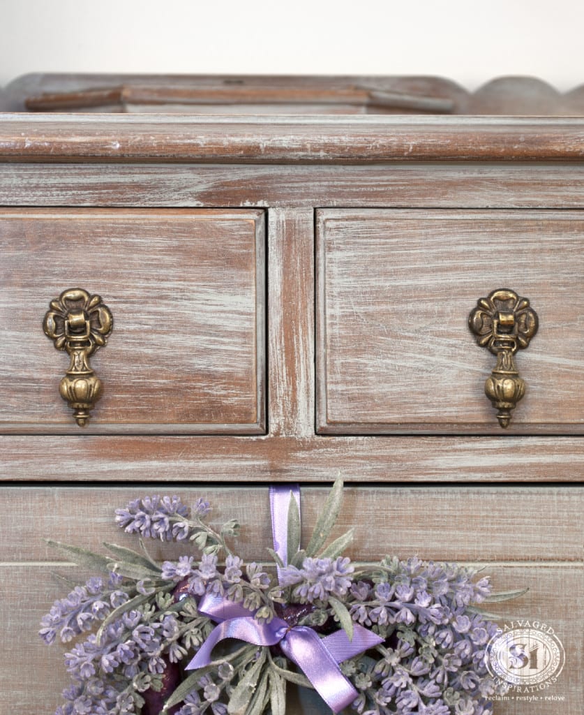 Close-Up- Grey Washed and Dry Brushed Antique Dresser