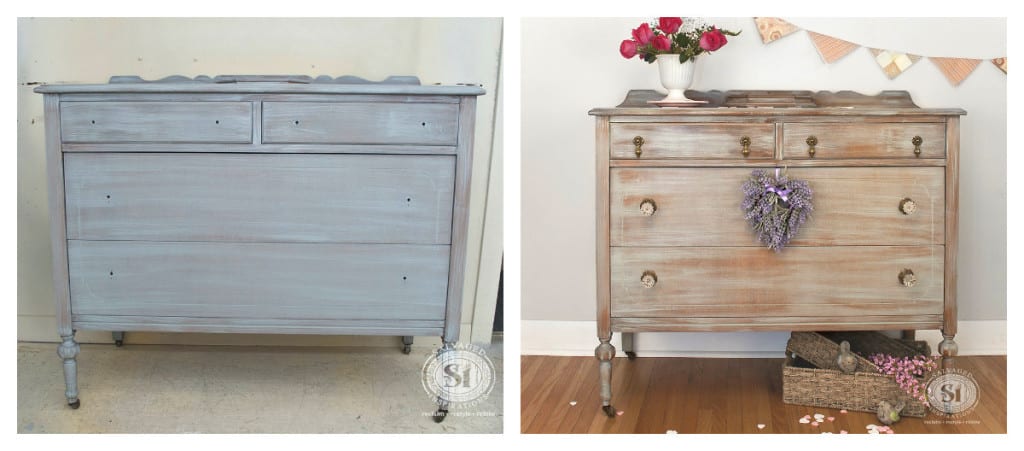 Grey Washed Dresser Before&After Sanding