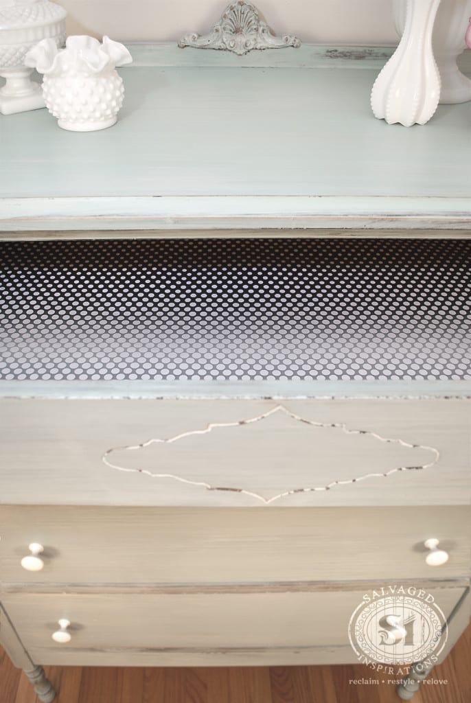 Layered Milk Paint Dresser w Lined Drawers