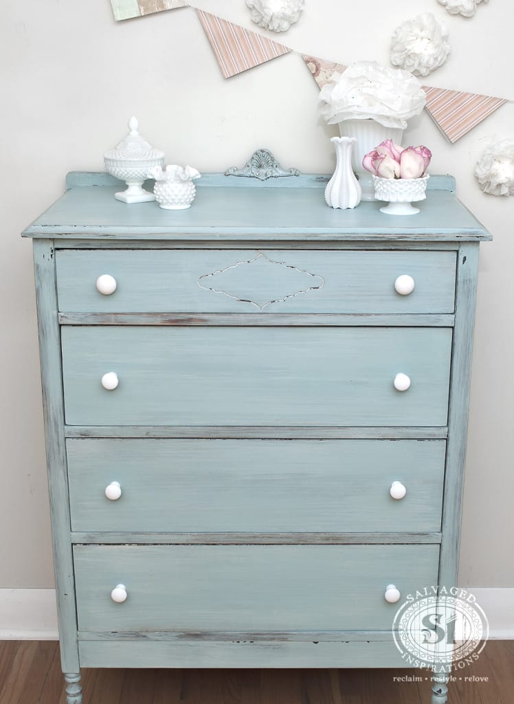 MMS Eulalies Sky Milk Painted Vintage Dresser