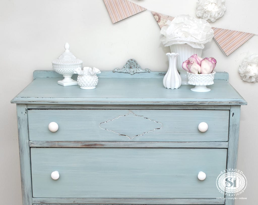 MMS Eulalies Sky Milk Painted Vintage Dresser-Top