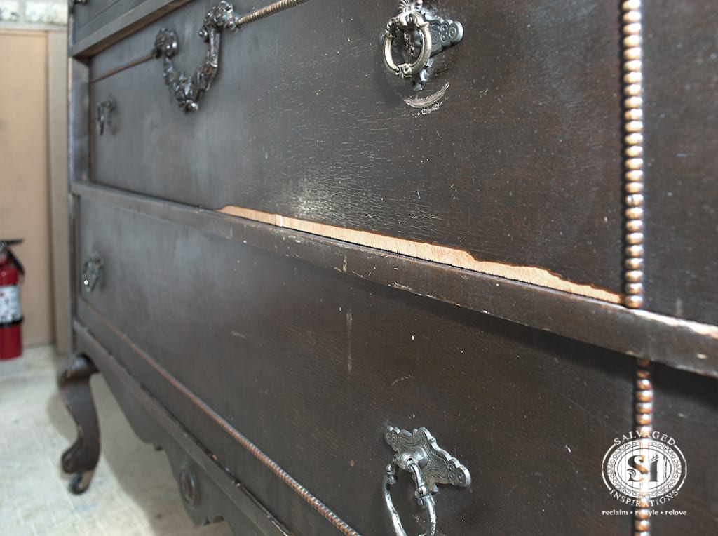Peeling Veneer on Antique Dresser