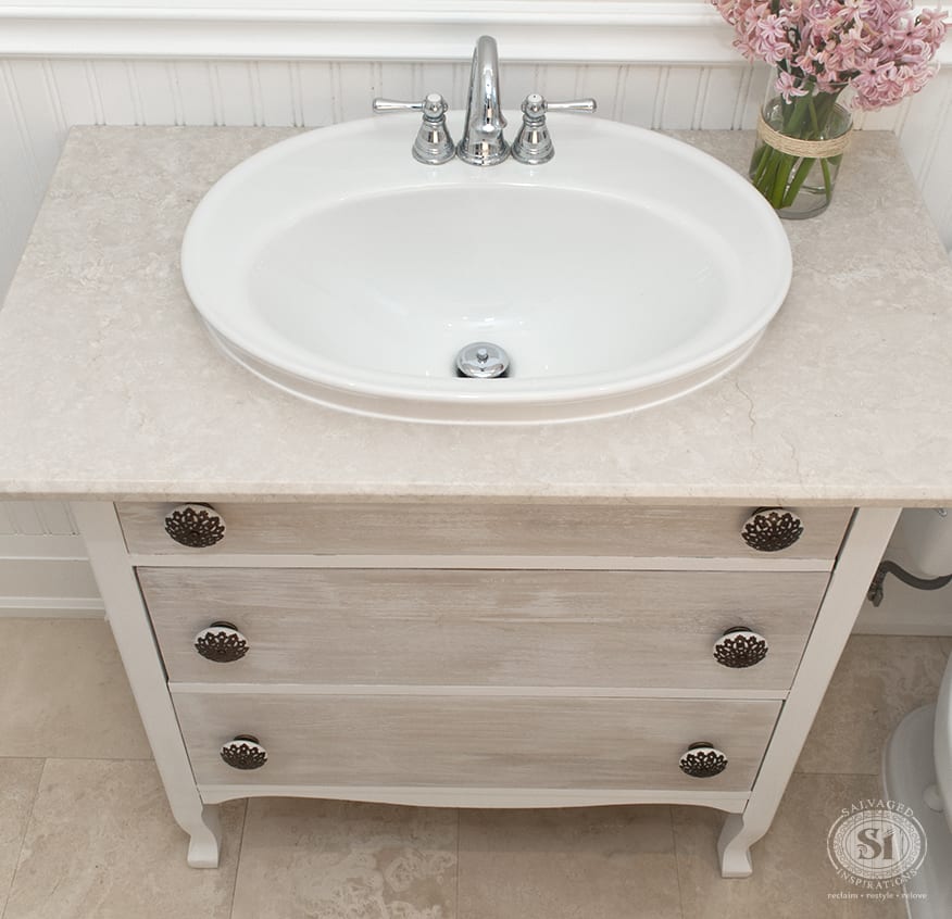 Old Dresser turned Vanity Sink