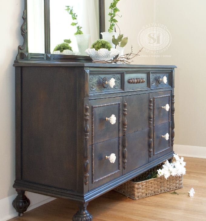 GF Coastal Blue Dresser w Greenery