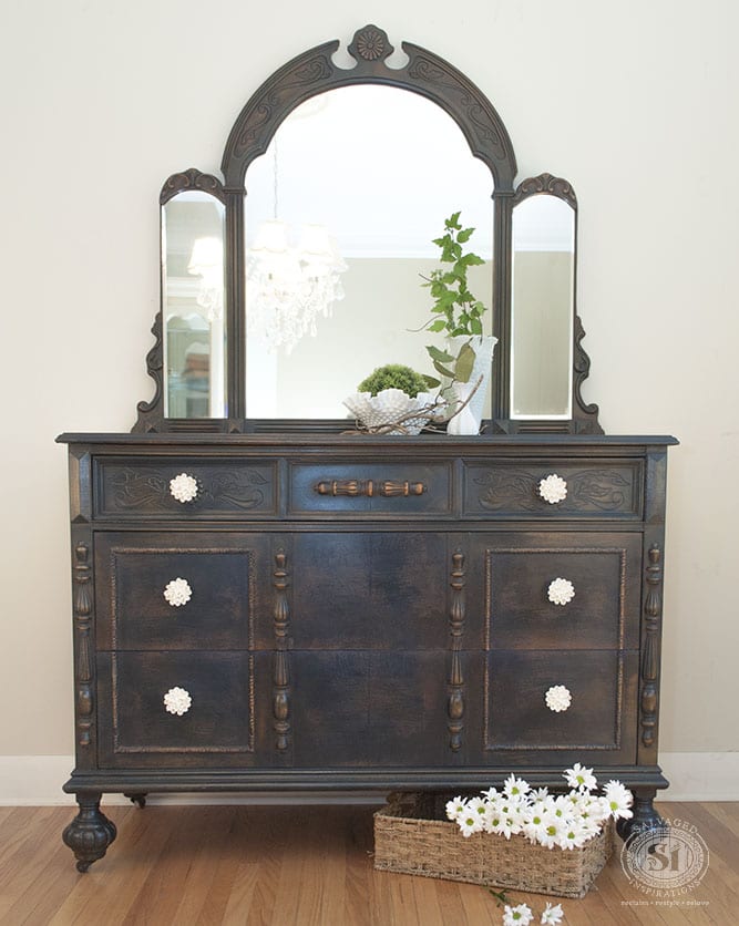 General Finishes Coastal Blue Dresser + Mirror
