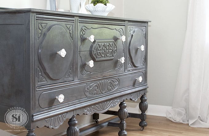 Vintage Buffet Painted w GF Driftwood