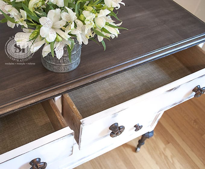 Burlap Paper Lined Drawers 2