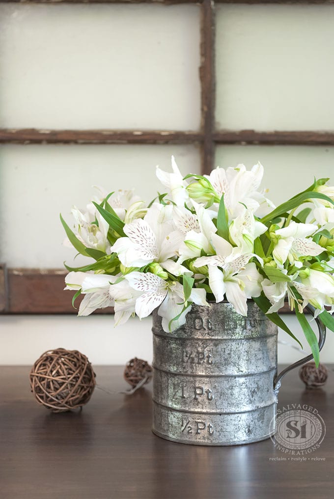 Flowers in Galvanized Jug