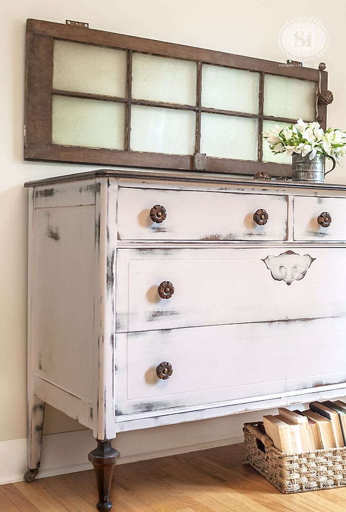 Pretty In Pink Farmhouse Chic Dresser
