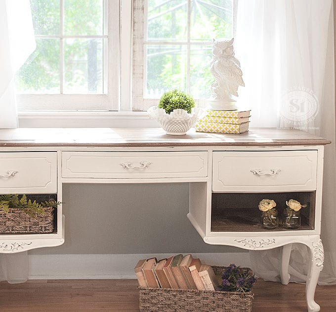 FrenchProv Desk W Annie Sloan Limed Wood Top