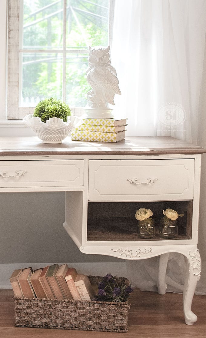 FrenchProv Desk W White Waxed Top