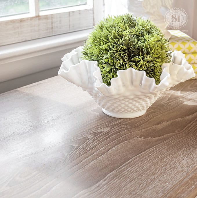 Limed Wood Desk w Annie Sloan White Wax 1