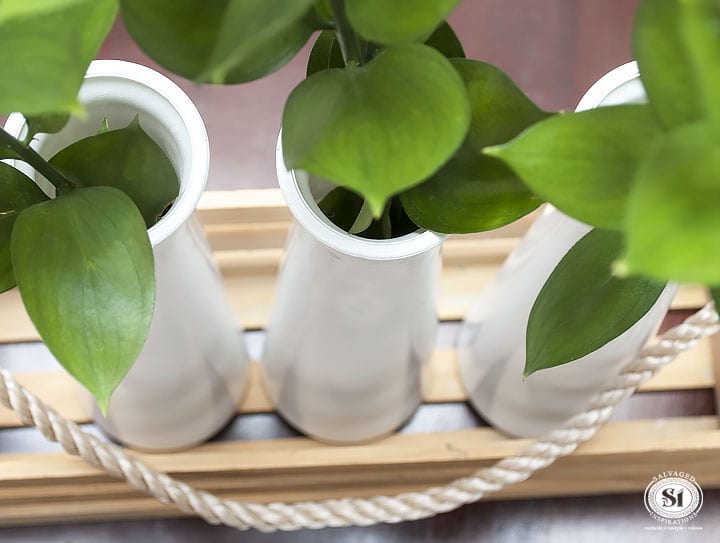 Greenery in Painted Glass Vase