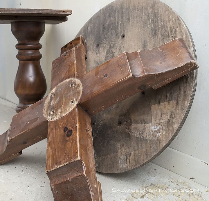 Cable Spool Top Table Makeover - BEFORE