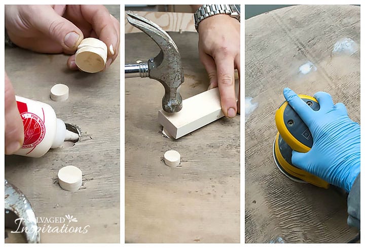 Preparing Spool Table for DIY Barn Wood Finish