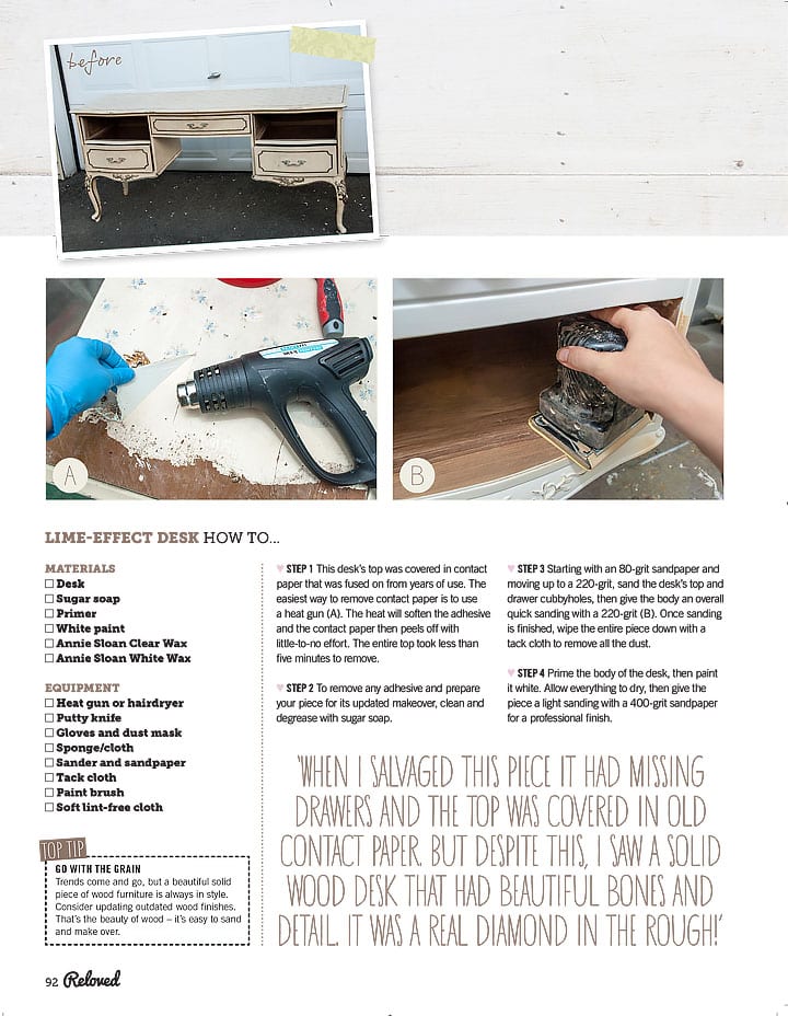 Liming w Annie Sloan Wax - ReLoved Magazine Salvaged Inspirations Feature