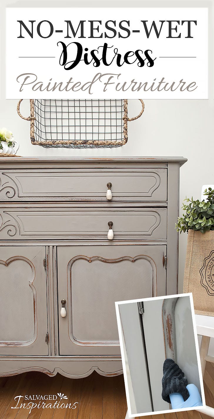 Thrift Store Sideboard - No Mess Wet Distress Tut