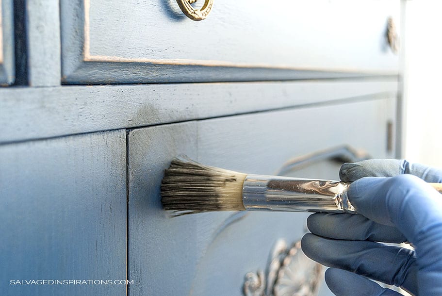 Applying Black Wax over Clear Wax on Buffet