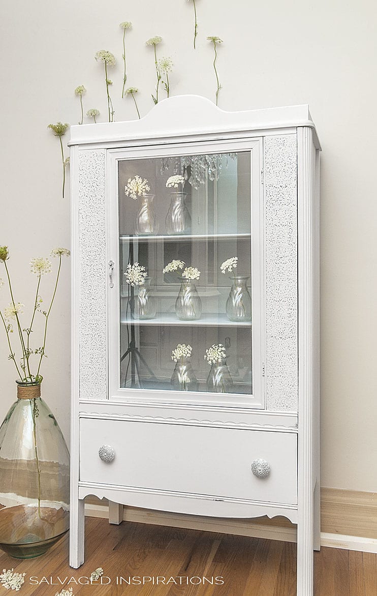 Queen Anne's Lace Raised Stencil Cabinet