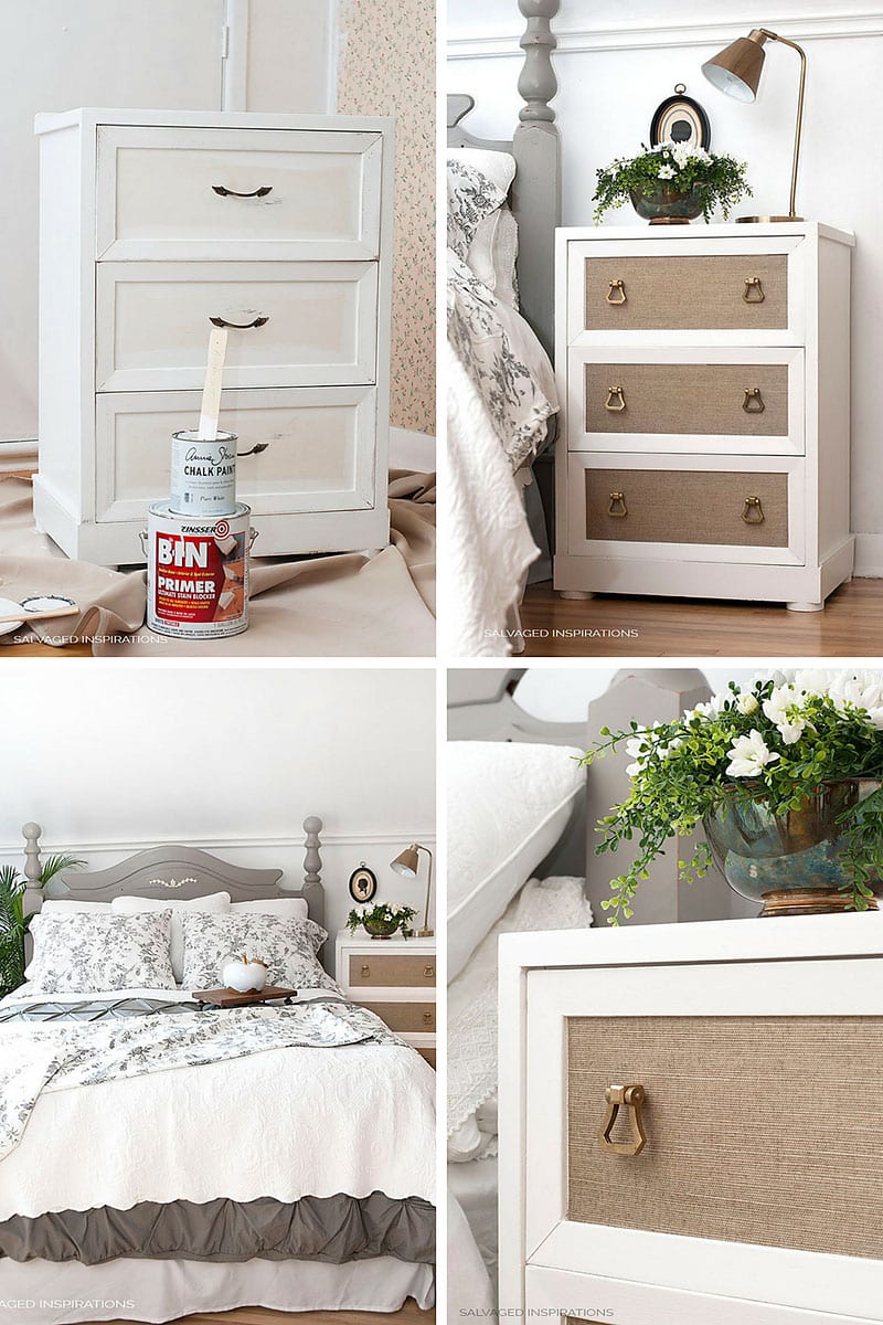 Adding Wallpaper to Salvaged Night Stand - Before & After copy