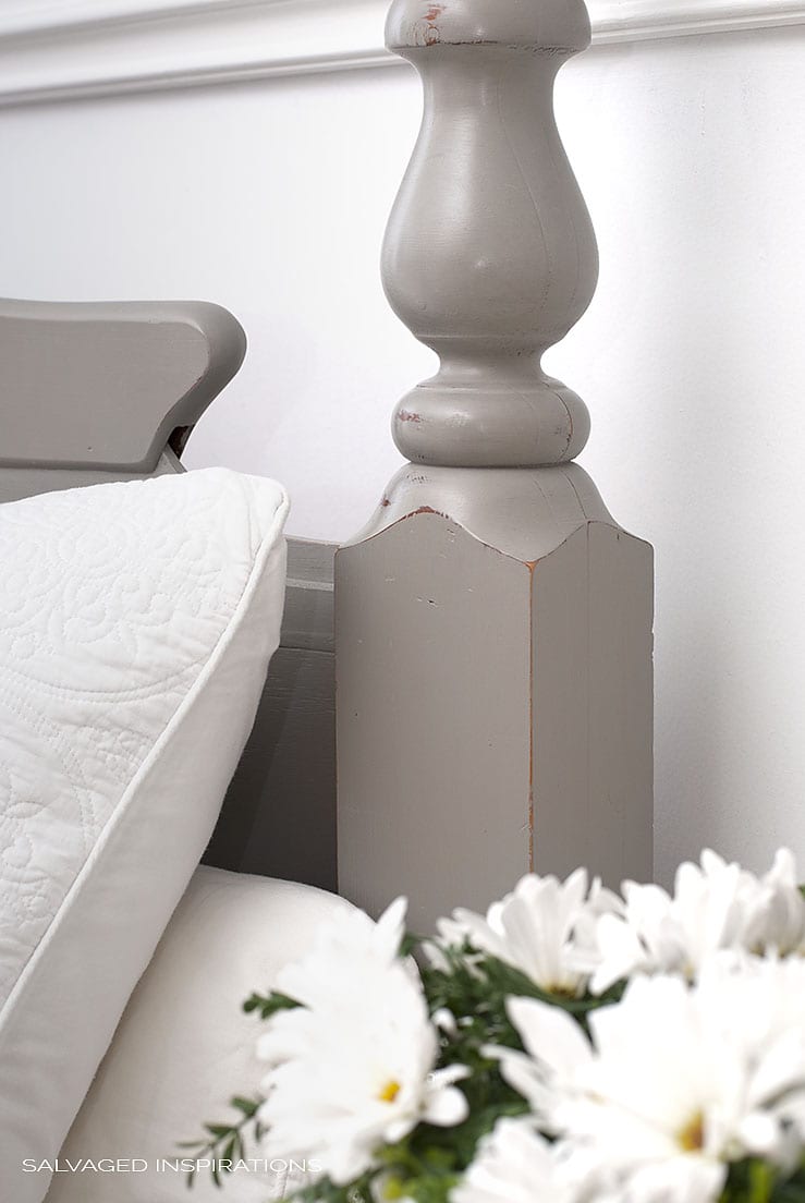 Close Up Of Painted HeadBoard in AS French Linen