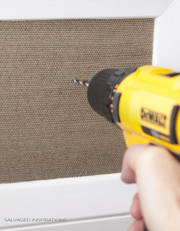Drilling Hardware Holes in Wallpaper Covered Drawer