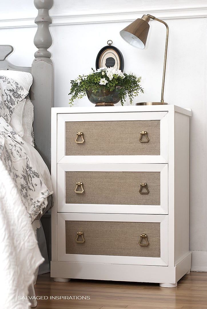 Night Table Makeover w GrassCloth Wallpaper