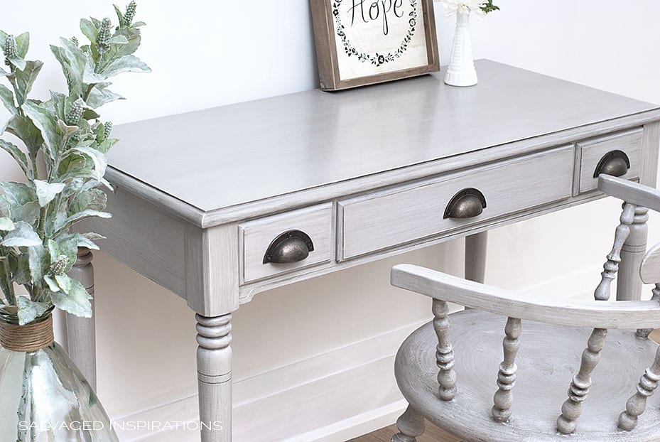 Painted Desk w Glaze, Poly and Black Wax