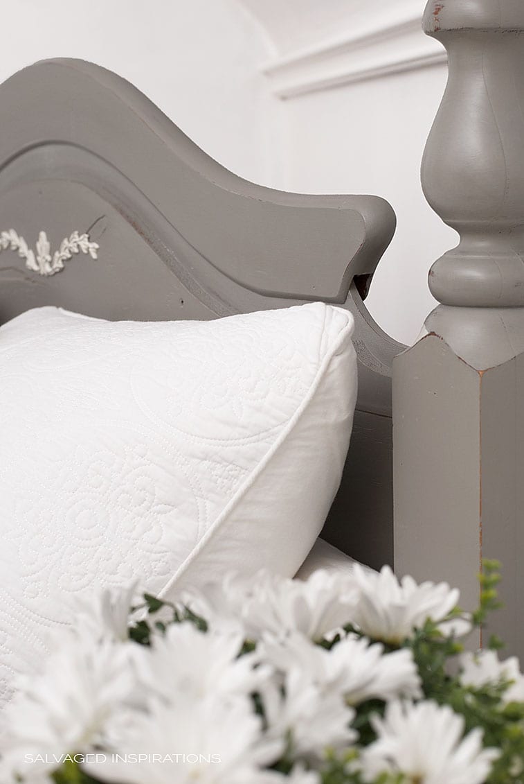 Salvaged French Linen Painted Head Board