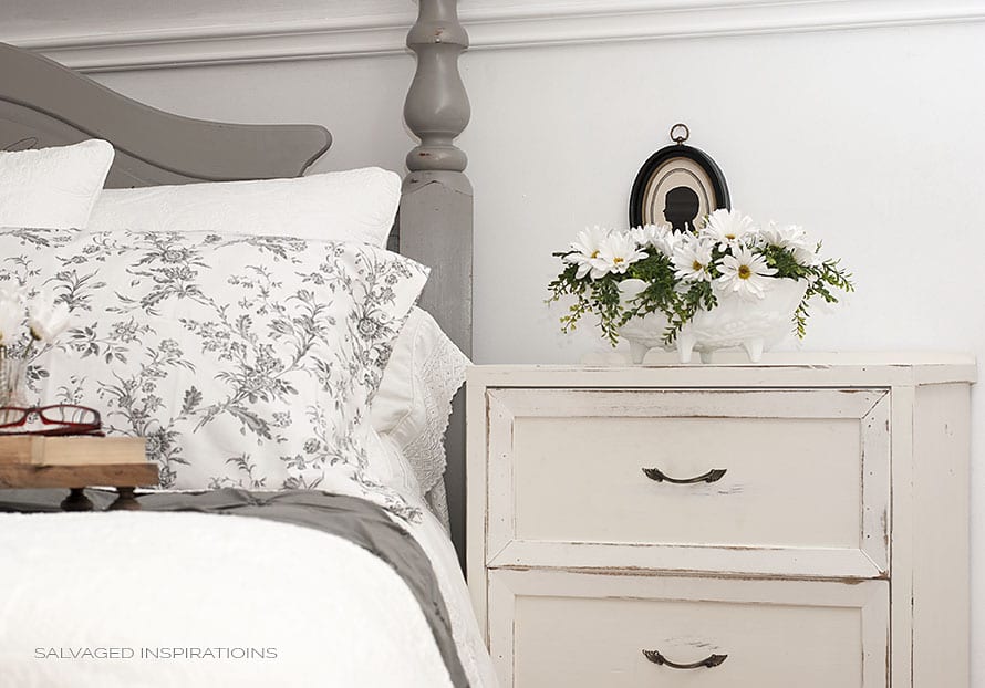 Salvaged Headboard & Night Table