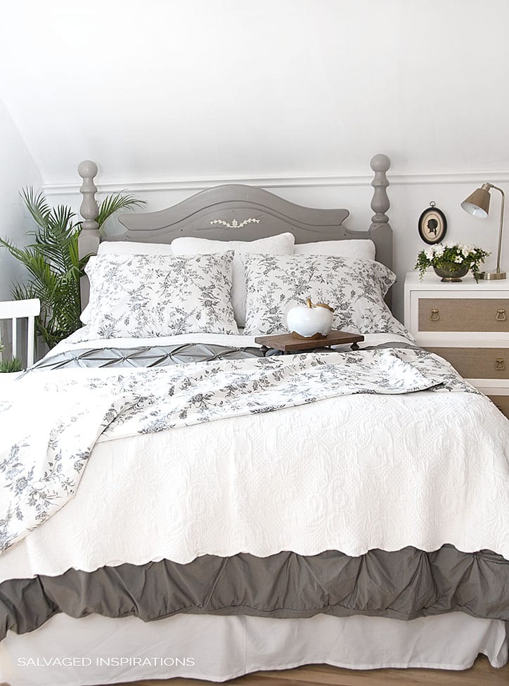 Salvaged Painted Headboard and Night Table