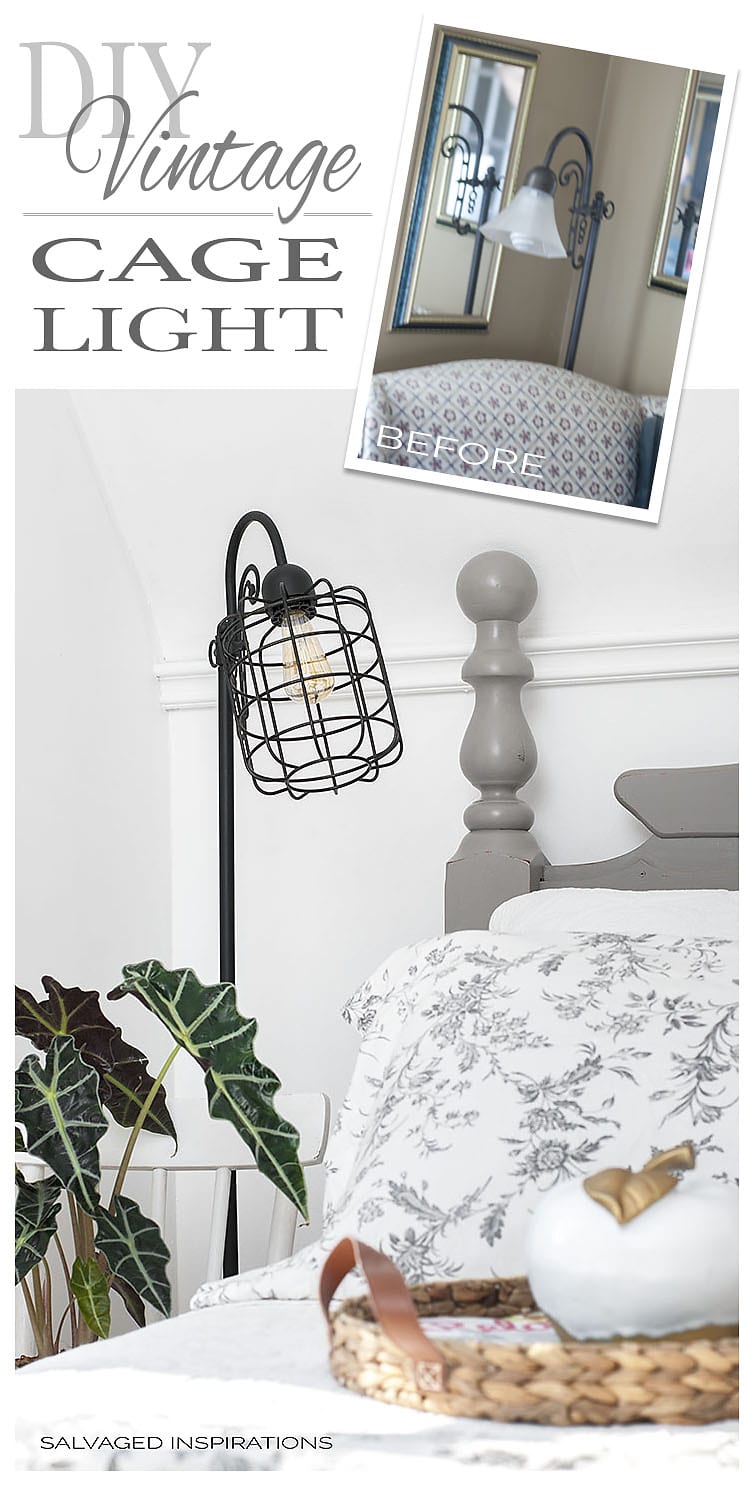 Before and After DIY Vintage Cage Light Stand
