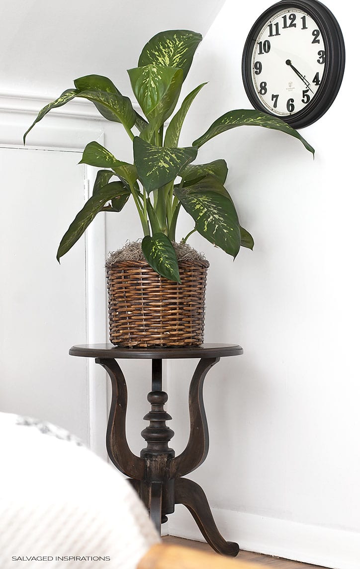Black Washed Plant Stand - Bedroom Makeover
